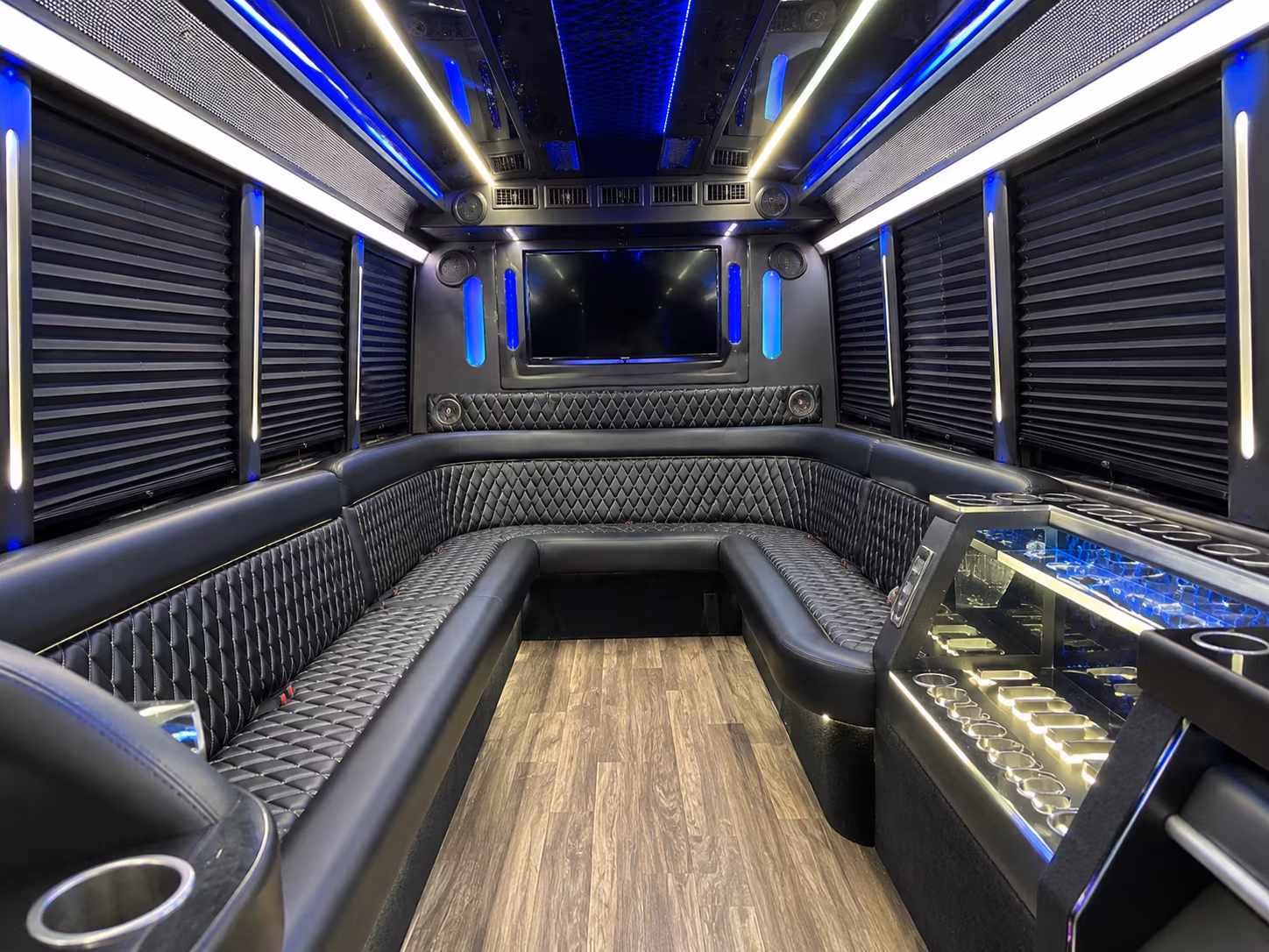 Fresno Bachelor & Bachelorette Transportation party bus interior