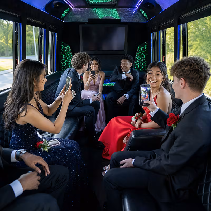 Black Mercedes Sprinter van staged for an Fresno Prom & Homecoming Transportation group