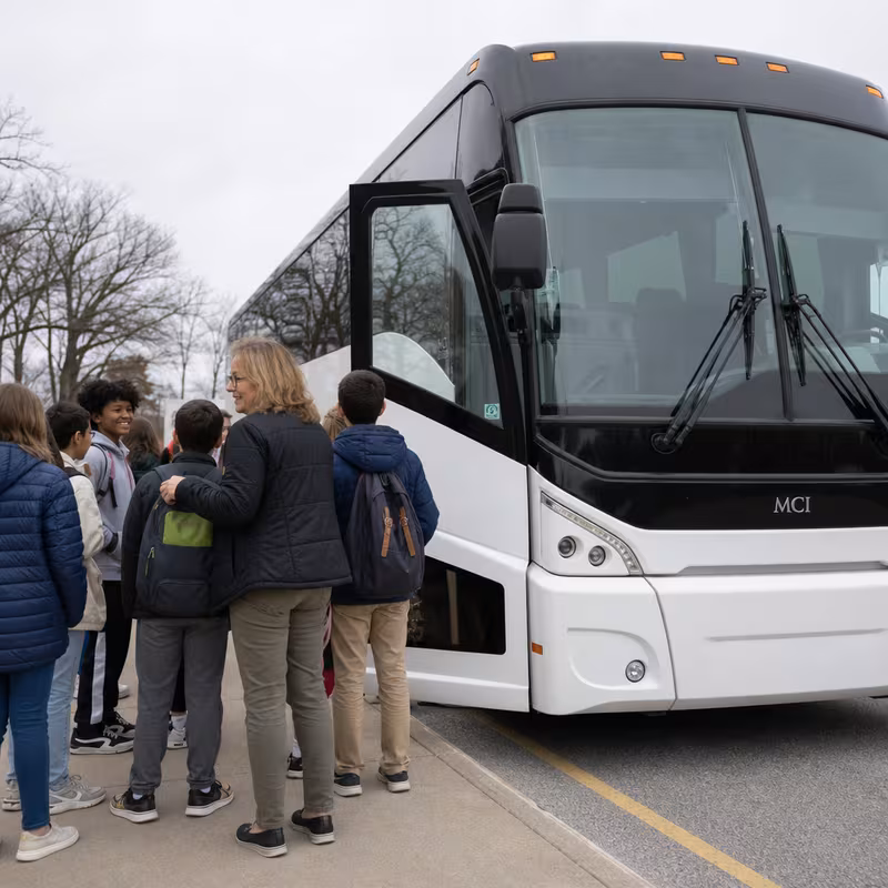 Black Mercedes Sprinter van staged for an Fresno School Transportation group